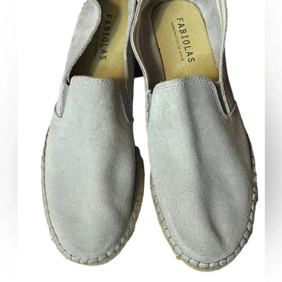 Fabiola‎ Espadrille Slip ons Leather Flats Size 39 US 8 Light Gray Made in Spain - Picture 4 of 7